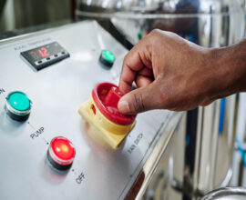 plastic 4 Close-up of engineer operating equipment with panel for processing chemical material in factory
